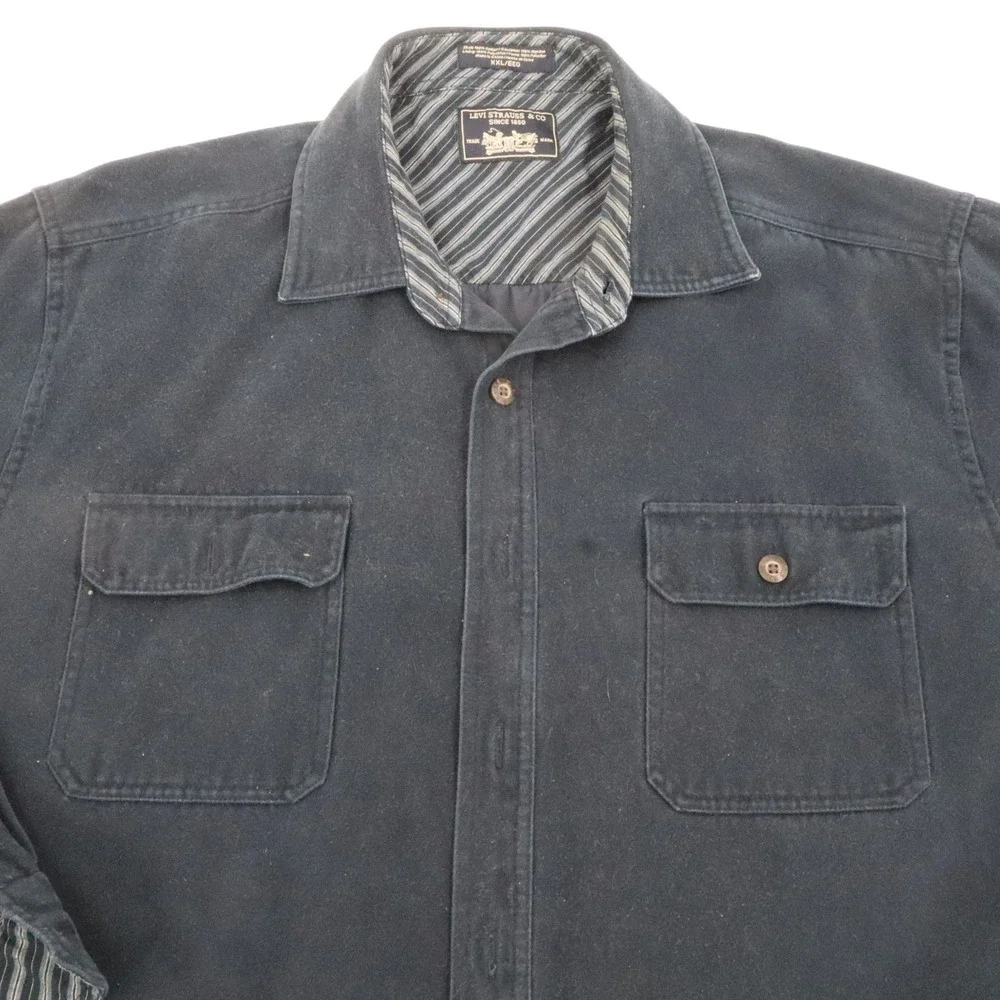 Levi Strauss & Co Shirt Jacket Mens XXL Navy Blue Lined Cotton‎ Shacket Workwear